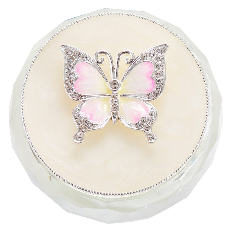 LASODY Butterfly Jewelry Storage Box for Rings Earrings Necklace Treasure Chest Organizer Jewelry Keepsake Gift Box Case for Girl Women (Butterfly w/Big Crystal box, Silver Plate) - Image 2